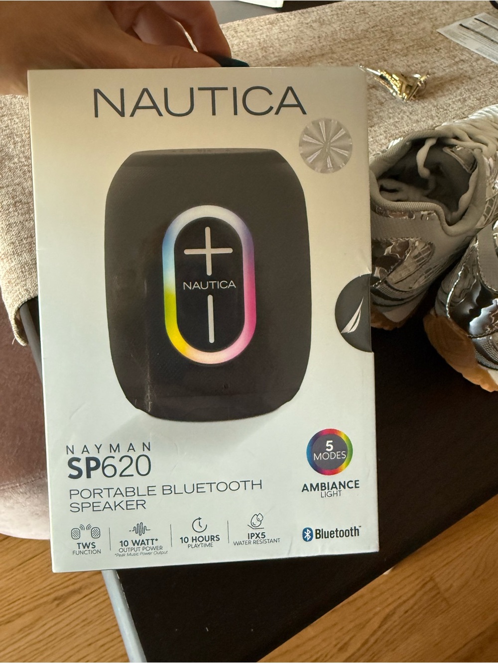 Nautica SP620 Portable Bluetooth Speaker in Black with Rainbow Accent